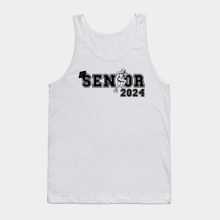 Vintage typo Senior 2024 Running Football player Student Gift Us Flag Tank Top